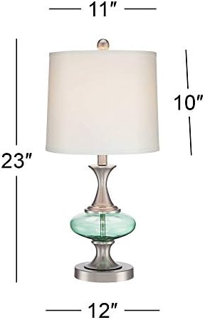 360 rasvjeta Reiner moderna akcentna stolna lampa 23 visoko brušeni nikl plavo zeleno Genie staklo Off White bubanj sjenilo za spavaću