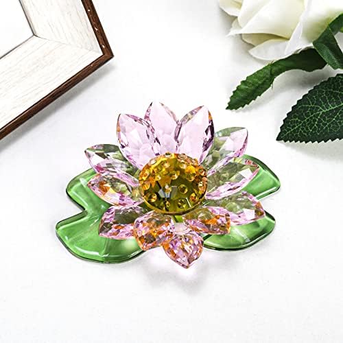 JATYFING Crystal Lotus figurinski ukras Spring Glass Dekorativni lotos Cvjetni kolekcija stola