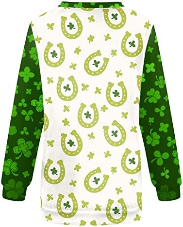 NOKMOPO ženske plus veličine vrhova majica s dugim rukavima Crewneck Labavi Ležerni pulover sv. Patrickov dan tiskani hoodie