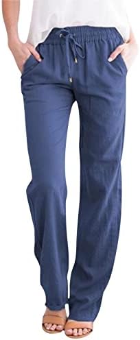 DSODAN elastične salonske pantalone sa džepovima Žene Ležerne prilike Comfy hlače Čvrsta ravnoteža za noge