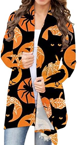 Ženska Halloween Animal Cat Print Cardigan džemper za žene Otvoreno