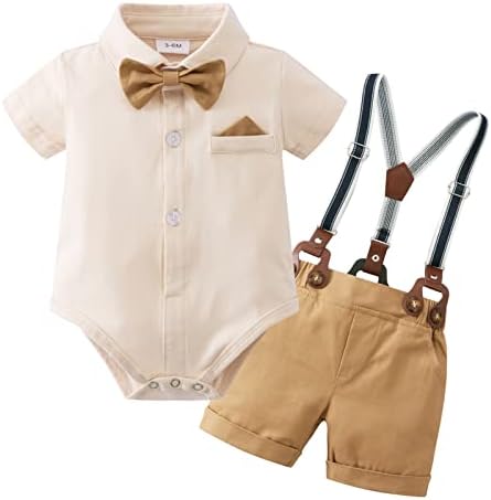 YUEMION odjeća za dojenčad za dječake Gentleman Outfits odgovara ljetnim kratkim rukavima leptir bodi košuljama + šorc