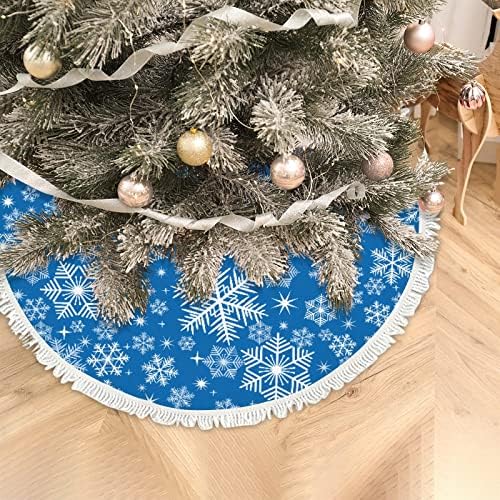 Velika božićna suknja sažetak Zimske snježne pahulje 48 inča suknje od drveta MAT Holiday Party Farmhouse Tree Mats za kućni dekor