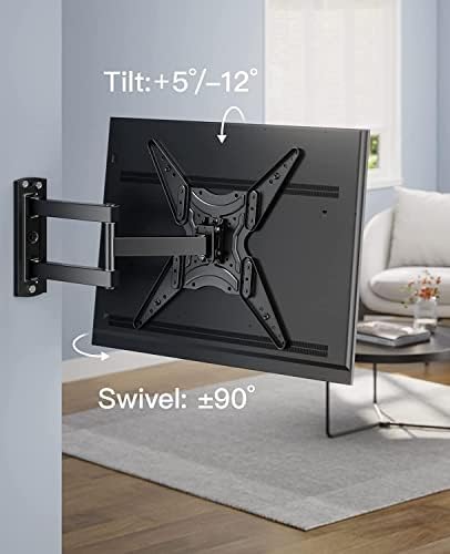 Perlesmith Full Motion TV Zidni nosač za 26-60 inčni televizori s artikulirajućim oružjem Proširenje nagiba, do 88 lbs - Klizanje