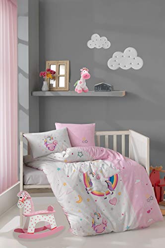 pamučna dječja posteljina jednorog tematski set dječjeg dječjeg kreveta, posteljina krevetića za djevojčice, pokrov za dječje