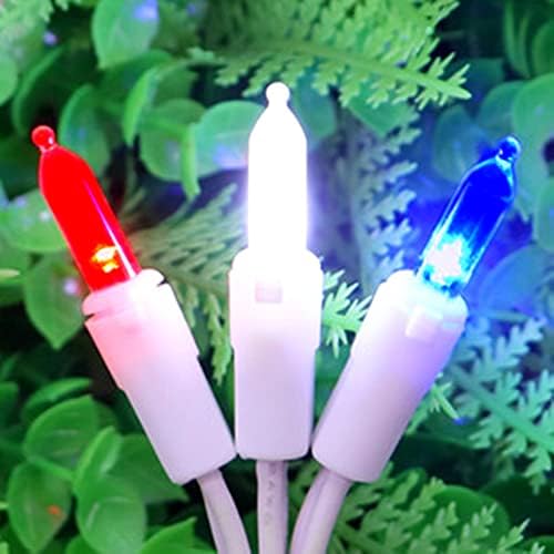 JinBest 150 LED crveno bijela i plava svjetla za dekoracije, praznična svjetla za četiri jula, UL certificirani i komercijalni Mini