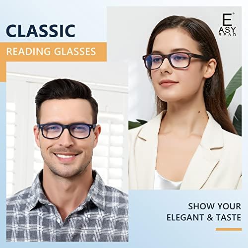 Lako čitanje 4 paketa klasičnih naočara za čitanje plavo svjetlo blokiranje za muškarce i žene, pravougaoni računarski čitači sa opružnim