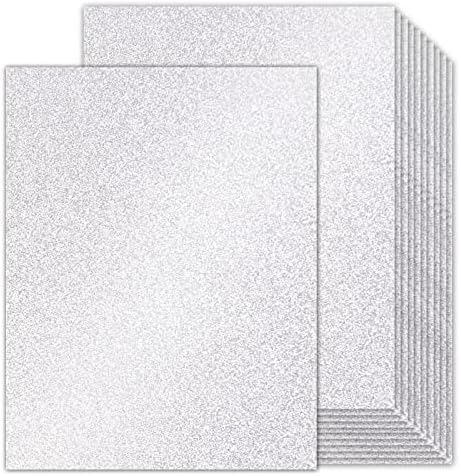 100 listova Silver Glitter Cardstock 8.5x11 dvostrani, Goefun 80lb svjetlucavi svjetlucavi papir bez šupe za spomenar, rođendan, vjenčanje,