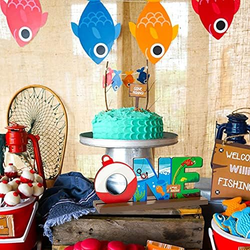 Haooryx ribolov jedno slovo znak stol drveni centralni za godinu dana dječaka djevojke rođendanske zabave dekoracije, ljetni ribolov