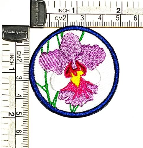 Kleenplus 3kom. Prelijepo cvijeće ljubičasta orhideja krug vezeno gvožđe na šiju na značku za farmerke jakne torba ruksaci majice
