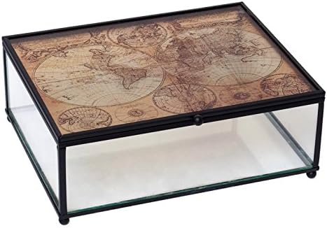 Hosley Tabletop Glass Globe Map Spremite kutiju - 8.3 Dugo. Brown Classic Vintage. Držite sav svoj mementos na jednom mjestu. Idealna
