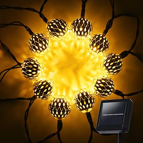 Lightnique 33ft 100led solarna žičana svjetla Vanjska vodootporna, Globus solarna bajkovita svjetla na otvorenom sa 8 načina rada,Marokanska