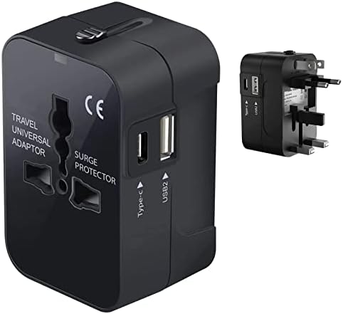 Putovanje USB plus međunarodni adapter za napajanje kompatibilan sa Sony E5823 za svjetsku energiju za 3 uređaja USB Typec, USB-a