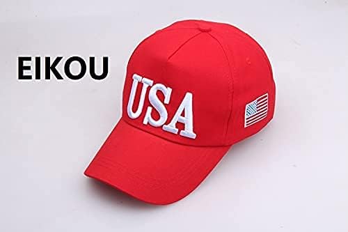 Eikou USA bejzbol kapa u Polo stilu vezeni Tata šešir Podesiva američka zastava za muškarce i žene (Dođite sa privjeskom za zastavu)