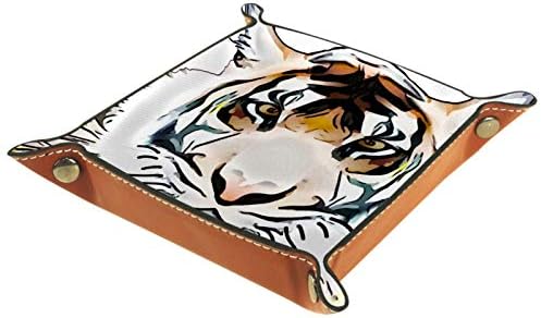 Sklopivi Rolling Dice igre Tray koža Square nakit ladice & sat, Ključ, novčić, Candy kutija za čuvanje Tiger Cat Predator