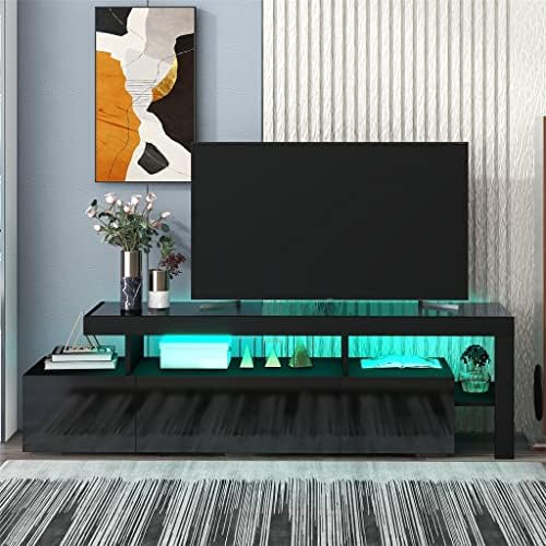 XXXDXDP Savremeni 16 boja LED svjetla TV ormar štand UV Glossy Finish Zabavni centar 70 inčni TV