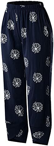 Ženske posteljine hlače Ležerne prilike elastične ljetne hlače s visokim strukom Relax Fit Comfy Palazzo hlače Lanen Capris Yoga Dukseri