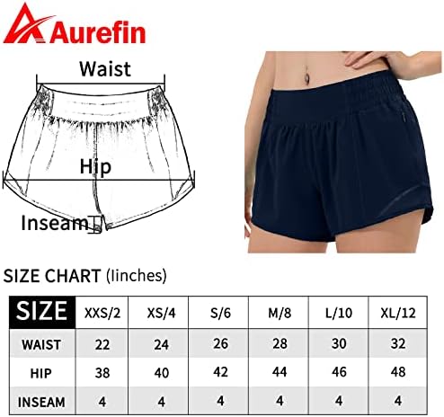 Aurefin Atletski kratke hlače za žene, žene, žene plus veličine trčanja kratke hlače sa oblogom i džepom sa zatvaračem 4 inča