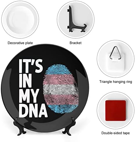 To je u mojoj DNK transgenderskoj zastavi1 smiješna kostna Kina Dekorativna ploča okrugla keramičke ploče plovidbe sa zaslonom za