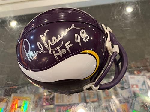 Paul Krause Minnesota Vikings Hof 98 potpisan Mini kaciga tri zvijezda autentično - autograme NFL kacige