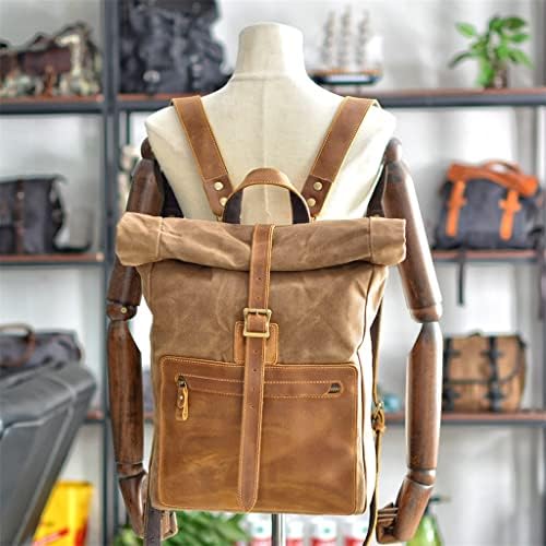 DNRBDB Vintage platno ruksak Muški ruksak za ležer sa kožnom torbom Kvadratna torba