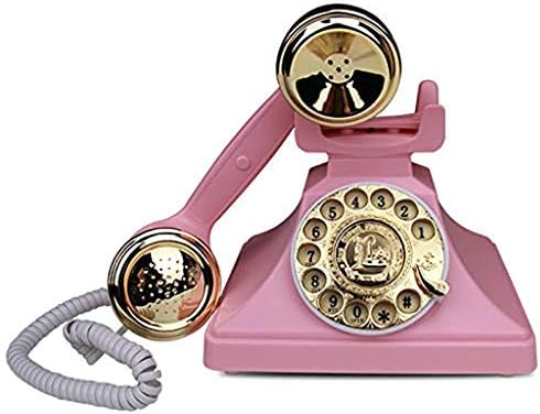 Xjjzs rotacijski telefon telefon, ružičasti retro fiksni telefon za dom, ponovno biranje, zvučnik, tipka za tipku s rotacijskim izgledom