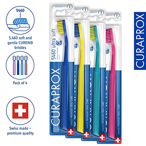 Curaprox CS 5460 ekstra-meke četkice za zube za odrasle, osjetljive-gume-sigurne ultra fine fine i kompaktne, blago kutna glava za