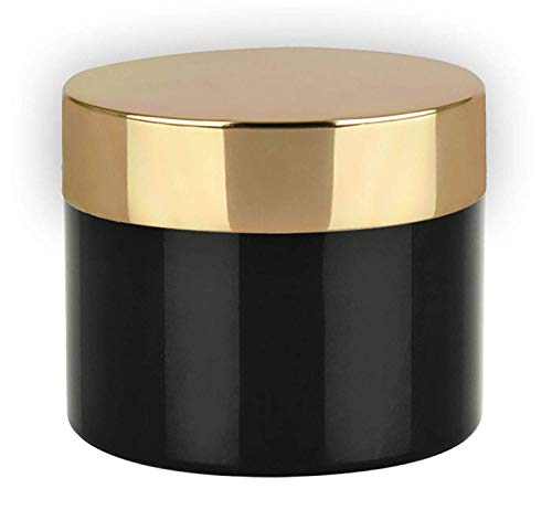 Grand Parfums 4 oz, prazan crna plastična tegla sa dodatnim visokim zlatnim metalnim poklopcima! Izvrsno za DIY projekte, dom, kuhinju