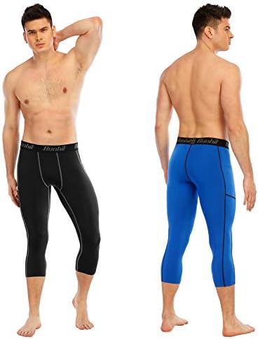 Runhit 3/4 muške kompresijske hlače s džepovima, vježbanje atletskih tajica na tajicama atletskog baznog sloja donje rublje