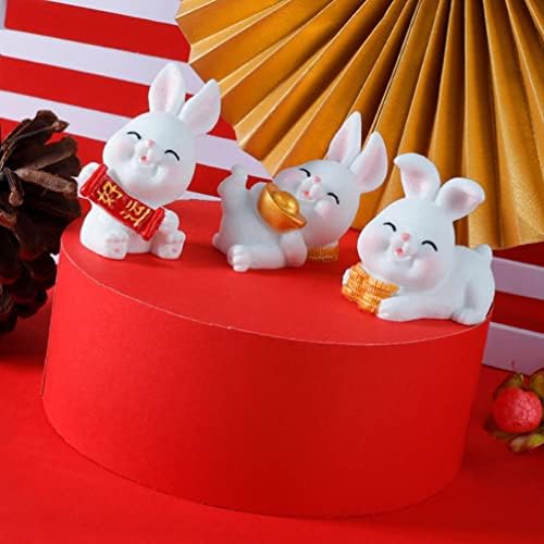 Minijaturni zečjeg zeca 6pcs mini zeko figurice minijaturni kineski zodijak godina zečji ukras za proljetni festival kineski novogodišnji