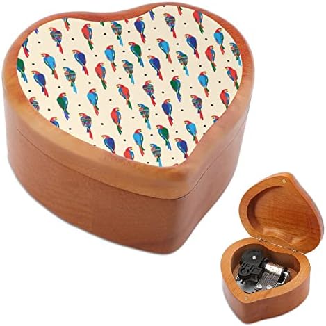 Šareni parrotski srčani muzički kutija drvene muzičke kutije Najbolji poklon za godišnjica božićnog rođendana