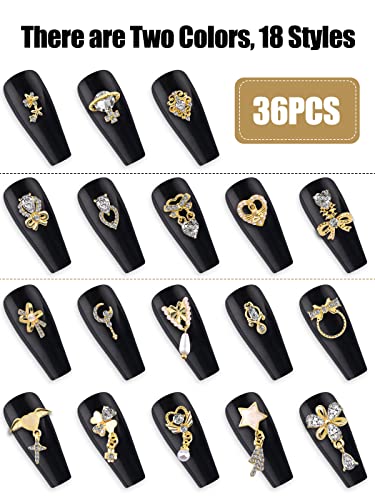 36 kom Luksuzni vještački dijamant za nokte, EBANKU 3D sjajni Privjesci za umjetnost noktiju dijamanti metalni nakit za nokte Privjesci