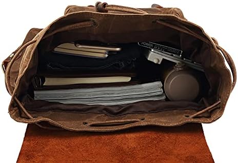 Huachen platneni kožni ruksak za muškarce, vintage putni voštani ranac, veliki pad za laptop torba