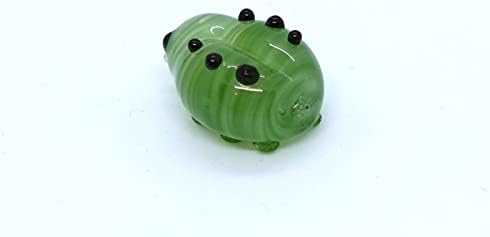 Sansukjai Ladybug sitne figurice Ručno puhalo u boji staklene umjetnosti životinje Kolekcionarski poklon Početna Décor, zeleno