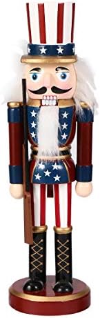 SEWACC drveni Američki Orašar Američki Dan nezavisnosti figurica kralja vojnika Orašara kralja Orašara sa američkom zastavom 4. jula