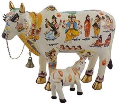 Aashita kreacije ručno izrađene poliresinske kamdhenu kravlje figurice s teletom za pune želje ljudske biće