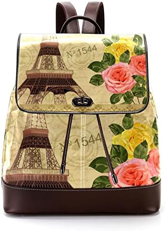 VBFOFBV ruksak za ženske pantalonske bakfa za laptop Travel Casual Torba, Pariz Vintage Rose Butterfly Eiffelov toranj