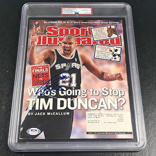 Tim Duncan potpisan Magazin Cover PSA / DNK oslabljen Autographed Auto 10 Spurs - autographed NBA magazini