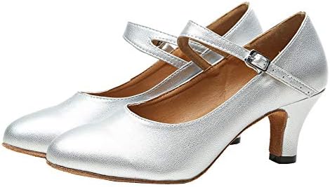 Tinrymx Plesne cipele za žene sa niskom petom Ballroom Latin Salsa Tango PUNSKA PUMPA SA ZATVORENOM TOE, MODEL 245