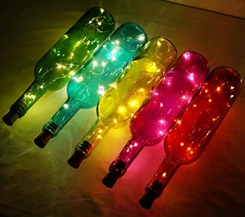 LoveNite svjetla za flaše vina s plutom, na baterije 20 LED plute u obliku srebrne žice šarene vilinske Mini žice za DIY, zabavu,