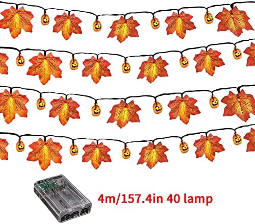 Kutija za baterije za Noć vještica LED javorov list svjetlosni niz unutarnji i vanjski ukrasni svjetlosni niz 4m 40 svjetla tri kutija