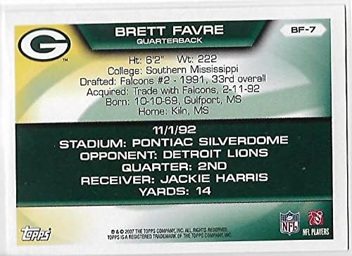 2007 FAPPS Brett Favre Collection BF7 Brett Favre Nm u blizini mente pakera