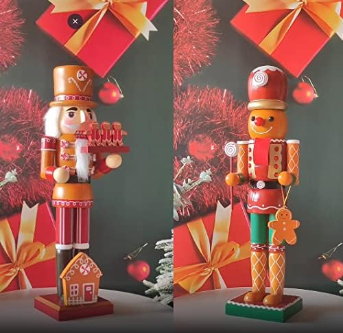 AULUDA 15 Božić dekorativni Orašari, 2 đumbir hljeb muškarci, ručno izrađene drvene lutkarske figure, kolekcionarski svečani poklon