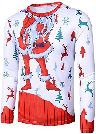 XXBR božićne majice za mens, 3D smiješni Xmas Santa Claus Print Gentleman Tie Party Coustmes Casual Crewneck Tee Vrhovi