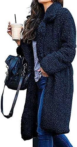 Minche zimske tuničke modne radove dugih rukava kaputi ženski sa džepovima fit solidne kardigan u vratu topla runo
