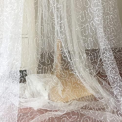 SELCRAFT 5 Yard Fancy polu Clear Sequin Tulle čipkasta tkanina u bijeloj boji za vjenčanicu, tutu Dress Bridal veo, tkanina Linnig