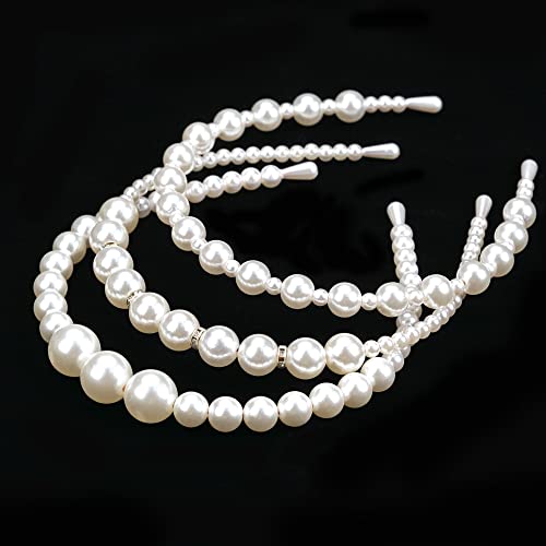 Yxiang Pearls traka za glavu za djevojčice, 5kom ženske modne trake za glavu slatke bijele biserne trake za kosu svjetlucave svadbene