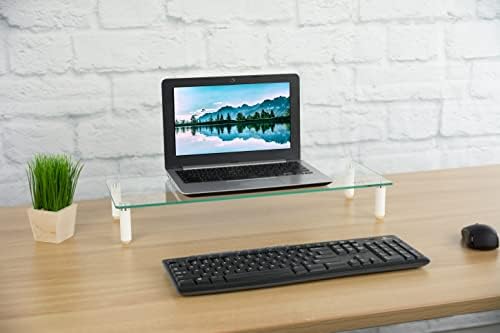 VIVO stakleni ergonomski stolni nosač, standardni stoni univerzalni ravni stalak za Monitor računara, LCD LED TV, Monitor, Laptop,