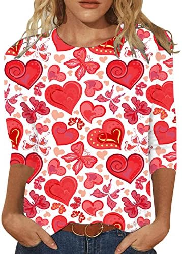 Valentines dnevne košulje Žene Grafički pulover Ljubav Heart Pismo Ispis Dukserija Valentine