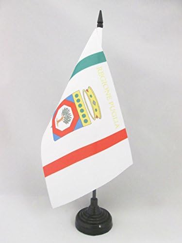 AZ Zastava Apulia Zastava za zastavu 5 '' x 8 '' - Italija - Italijanski kraj puglia zastava 21 x 14 cm - crna plastična stick i baza